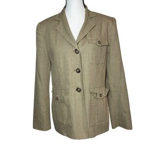 Lauren Ralph Lauren‎ Womens Blazer Jacket Size 6 Plaid Timeless Preppy Academia